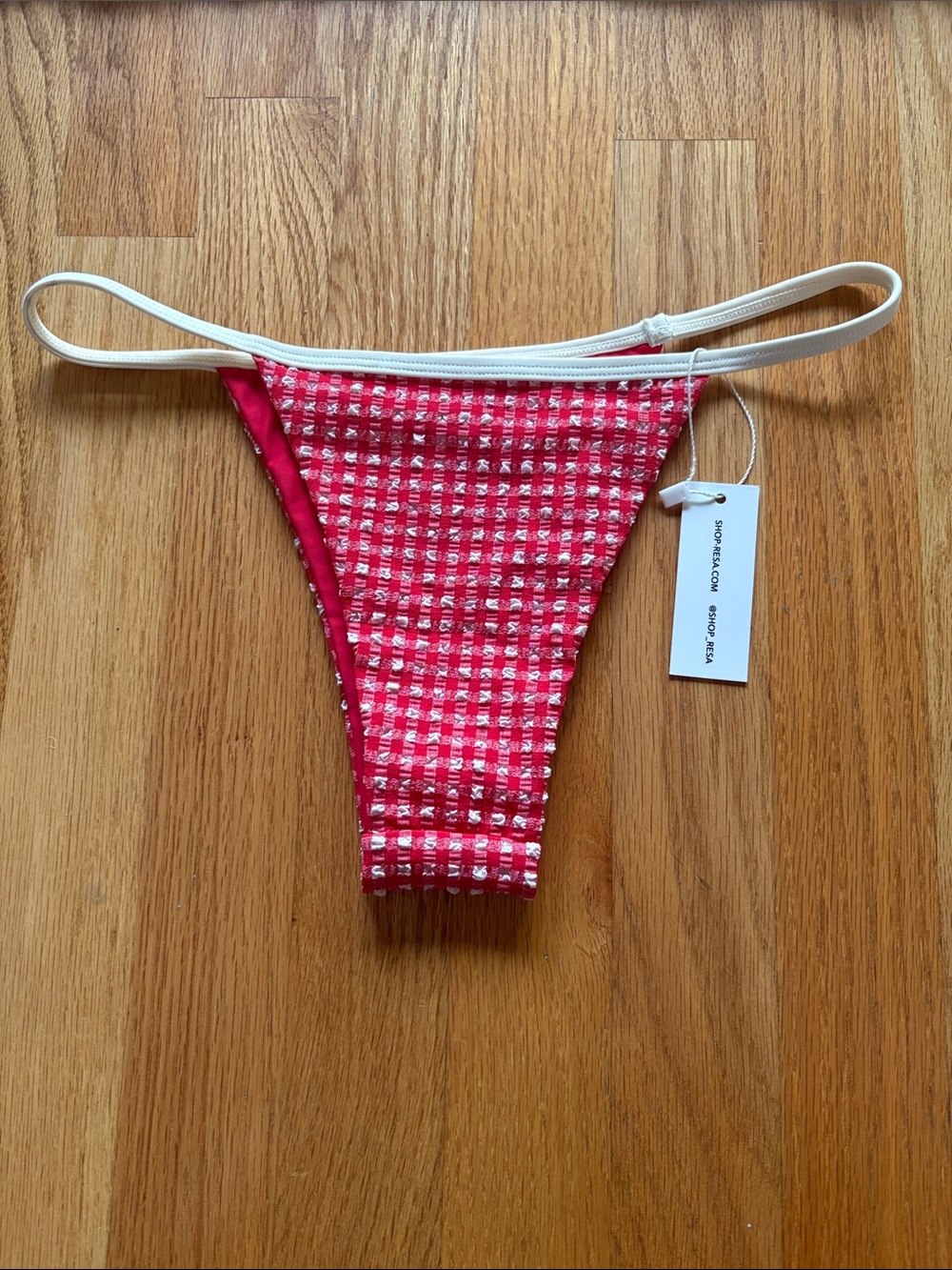RESA swim NWT red checkered bikini bottom XS